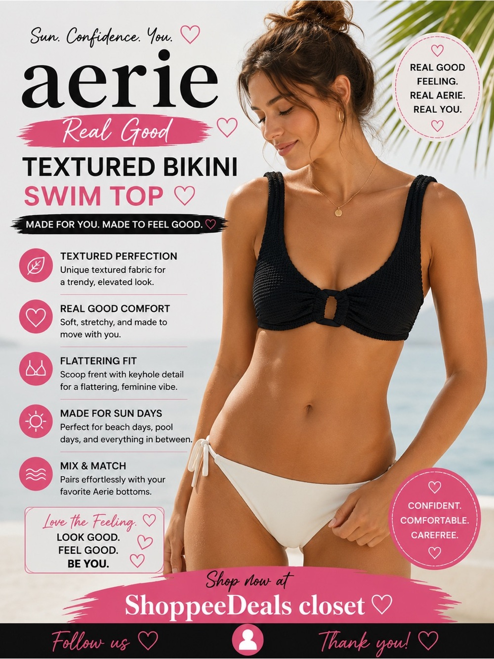Aerie Real Good Textured Bikini Swim Top - Size S/P